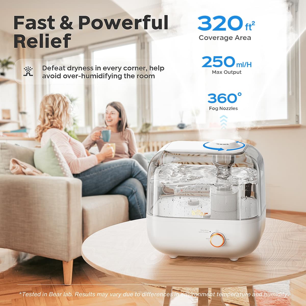 BEAR Top-Fill Humidificador 5L de Aromas, 28dB Ultra Silencioso para Bebés y Plantas, 35 Horas de Funcionamiento, con Bandeja de Aroma, Boquilla de Vapor Giratoria de 360°, Apagado Automático — view 2