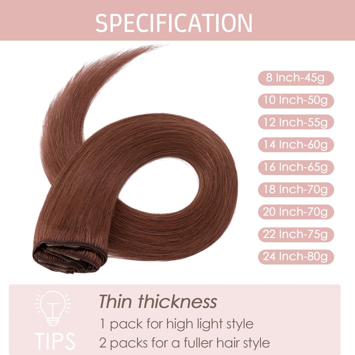 Silk-co 10inch Hair Extensions Clip in Hair Extension Human Hair #04 Medium Brown -Basic Thickness-Thin Weft- 8 Pieces Real Remy Straight Hair Extensions[50g] — view 155