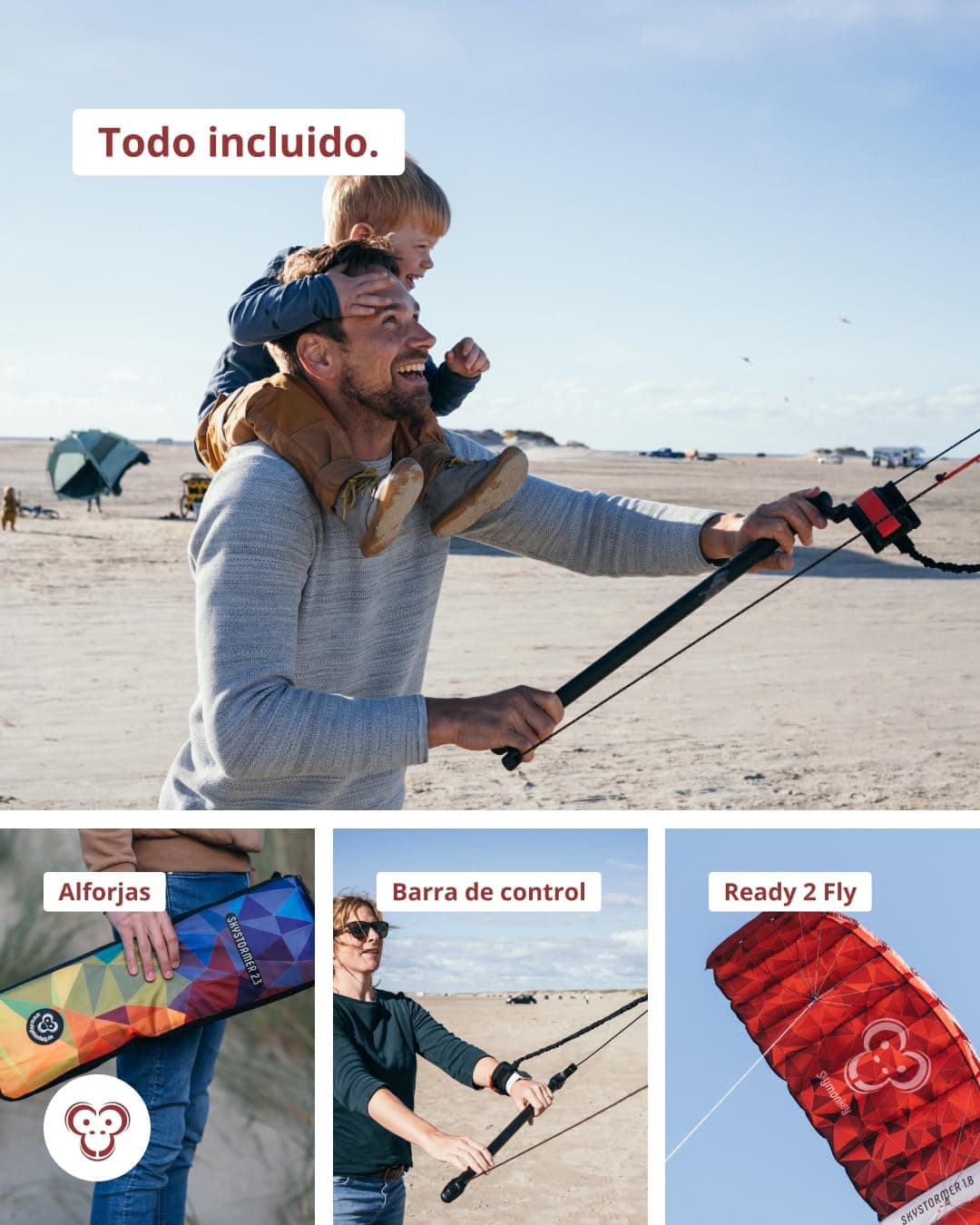 Skymonkey Skystormer Parafoil Cometa acrobática Ready 2 Fly - 180 cm / 230 cm Envergadura — view 5