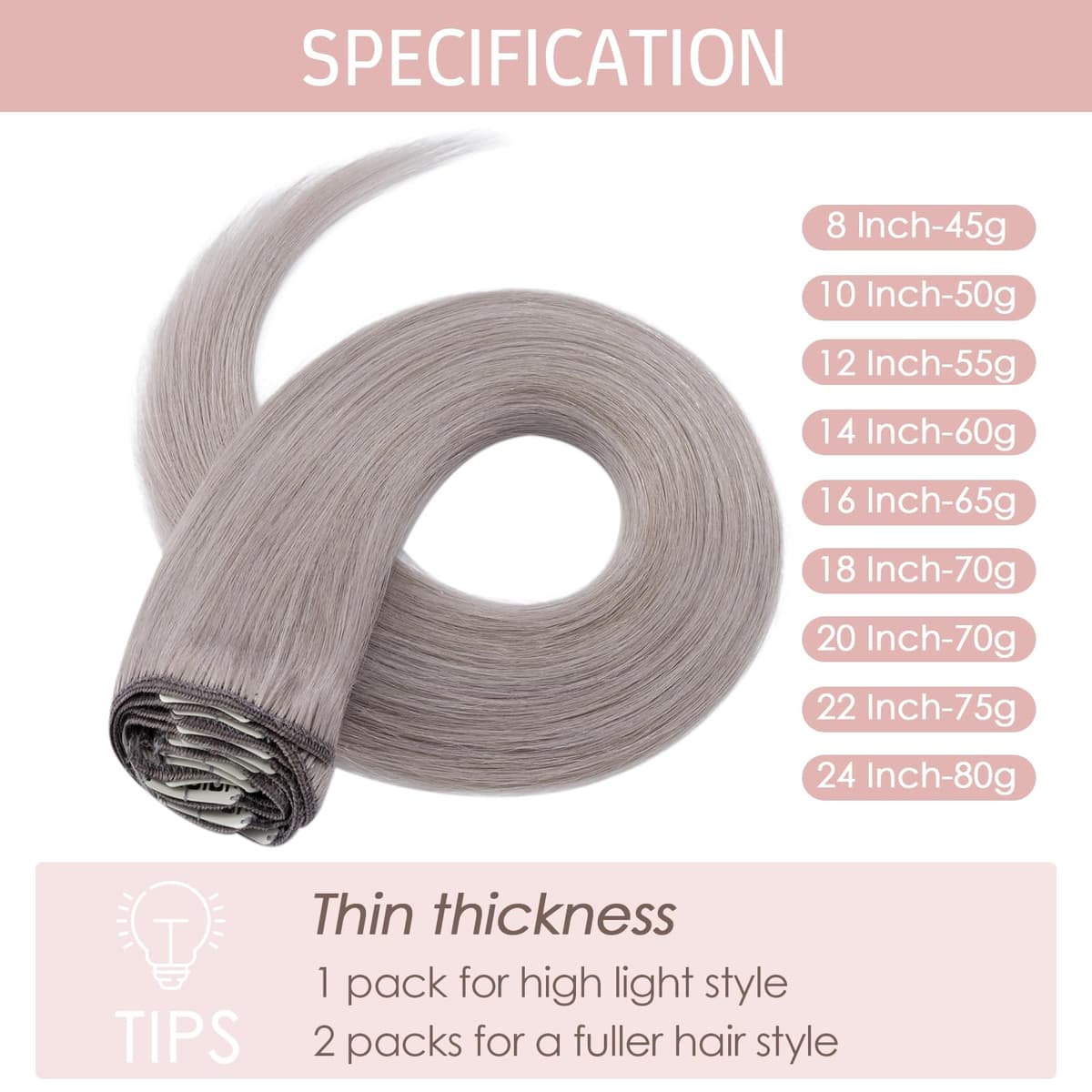 Silk-co 10inch Hair Extensions Clip in Hair Extension Human Hair #04 Medium Brown -Basic Thickness-Thin Weft- 8 Pieces Real Remy Straight Hair Extensions[50g] — view 24
