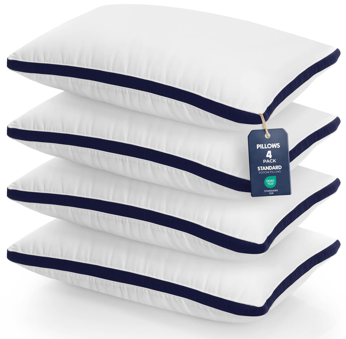 Utopia Bedding Pillows 2 Pack King Size, (Navy) Luxury Hotel Quality Pillows, Brushed Fabric, Bed Pillow for Back, Stomach or Side Sleepers - 20 x 36 inch / 50 x 90 cm — view 11