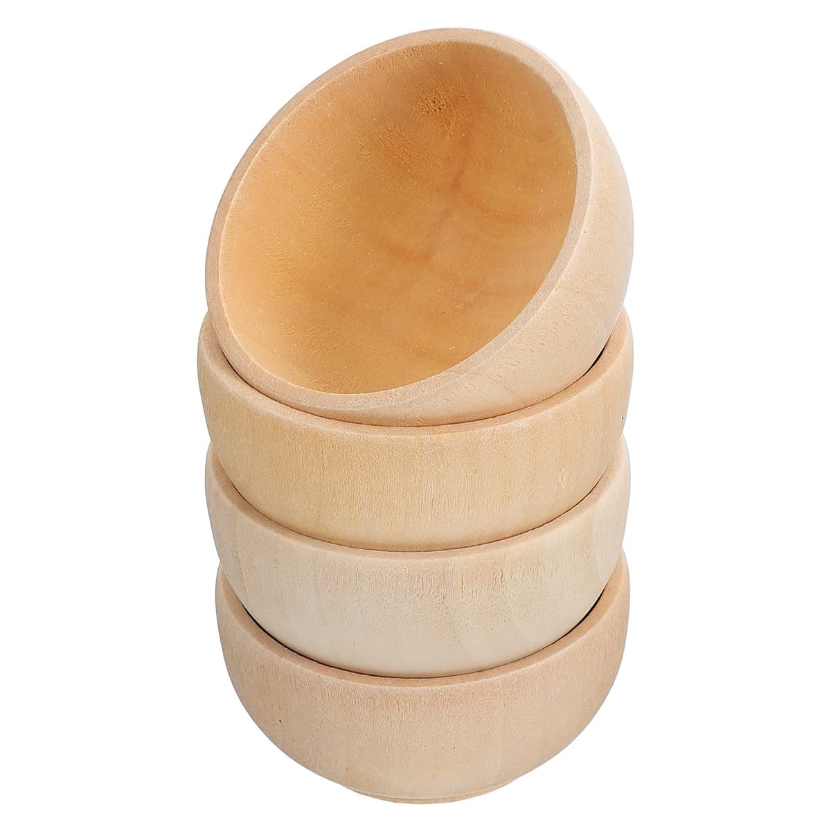 4Pcs Unfinished Small Wooden Bowls Set for Montessori Heuristic Play and DIY Painting Craft