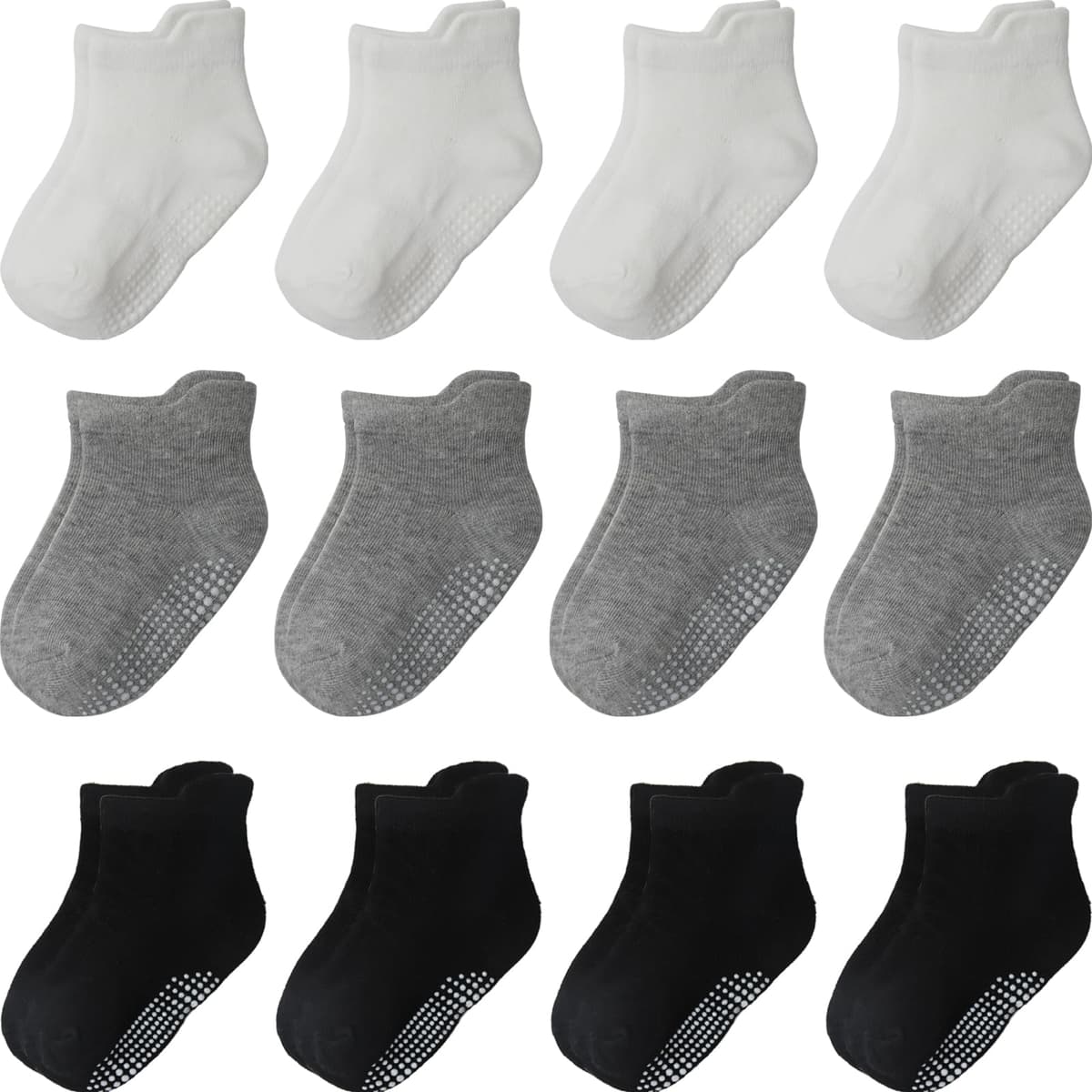 Aroveea Calcetines Antideslizantes Bebés y Niños Pequeños, 12 Pares Algodón Lindos de Tobillo, 6 Meses-7 Años — view 11