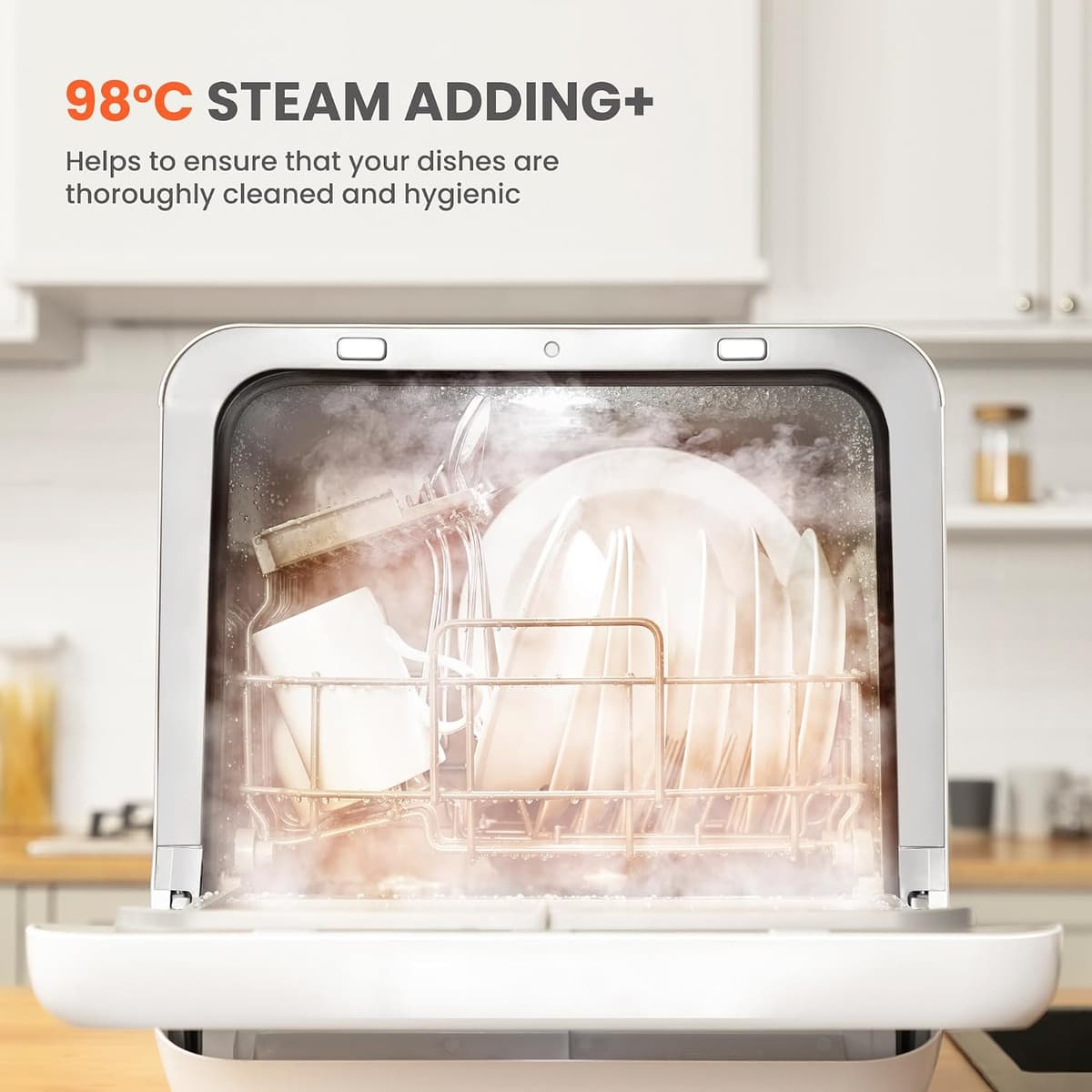 COMFEE‘ Table Top Dishwasher, Mini Countertop Dishwasher with 6+3 Programs, Steam Wash, Baby Care & Fruit Wash, No plumbing, Delay Start, 72H Storage, Perfect for Singles or Couples — view 3