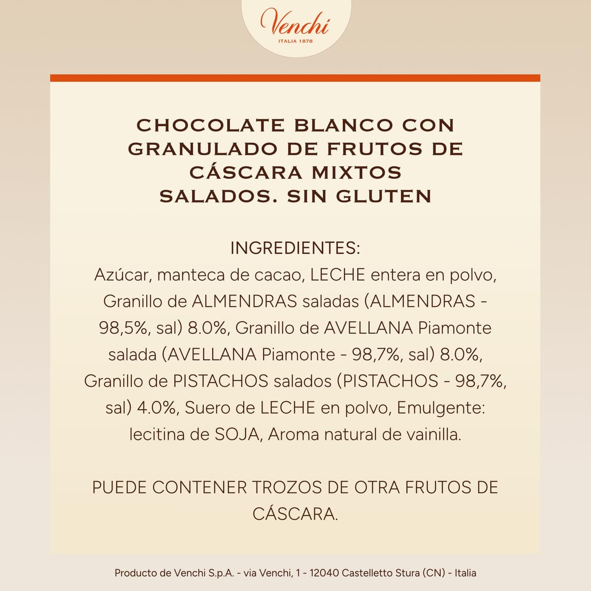 Venchi - Huevo de Chocolate Mignon Blanco Salado, 70 Gr, con Pistachos, Almendras y "Avellana Piamonte", Sin Gluten, Colección de Pascua Venchi, Idea de Regalo — view 2