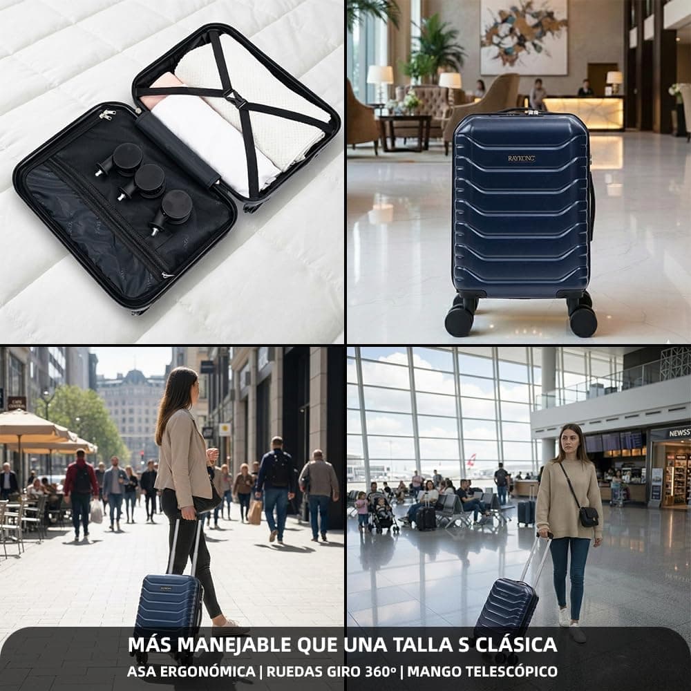 RAYKONG Maleta de Cabina ABS 40x30x20(24L)|Capacidad Maxima| Equipaje de Mano con Ruedas Desmontables para Ryanair | Vueling | EasyJet - AzulMarino — view 5