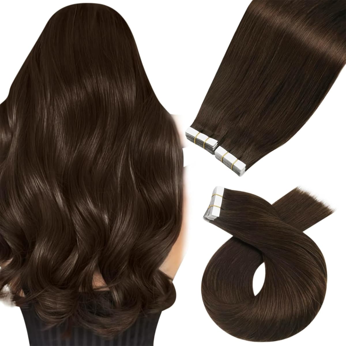 Moresoo Tape in Human Hair Extensions 20 Inch Highlight 50g/20pcs Tape in Hair Extensions Human Hair Ash Blonde with Platinum Blonde #P18/613 — view 13