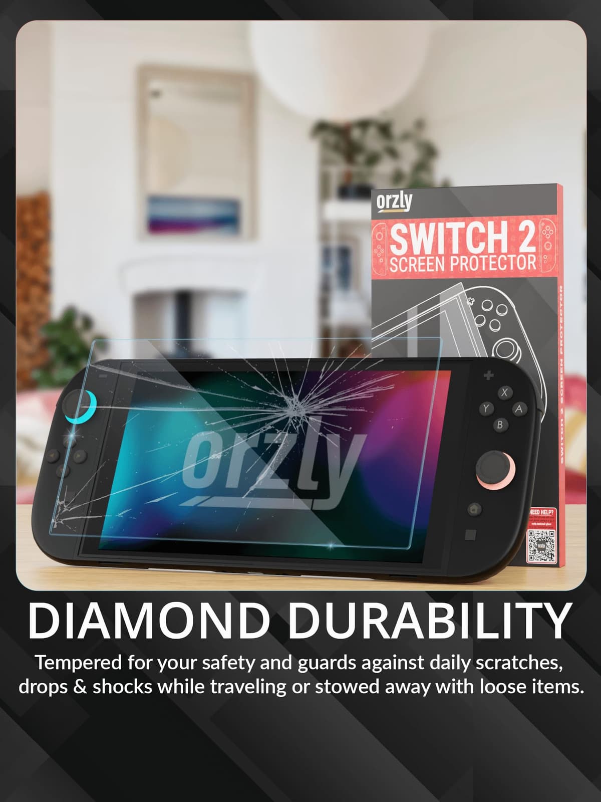 Orzly Glass Screen Protector for Nintendo Switch 2 Console 2025 Screen Size 7.9 inch 4 Pack. No Bubbles Easy Installation Anti Scratch Edition — view 5