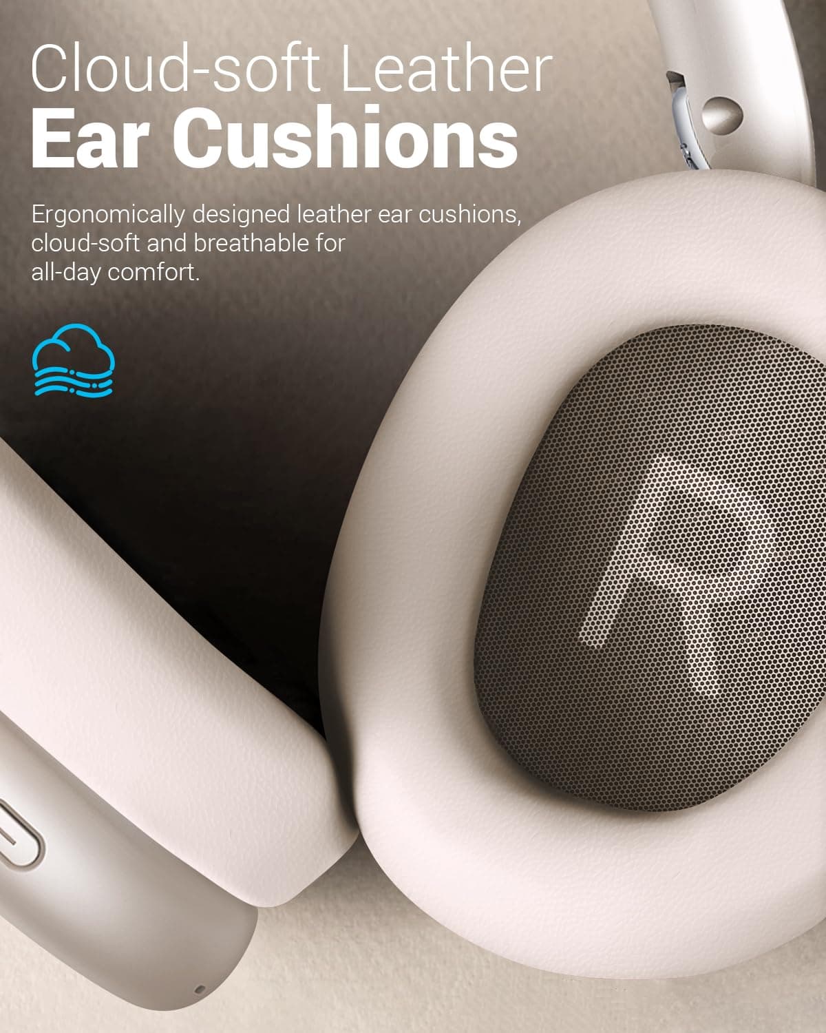 Wentronic Y01 Wireless Noise Canceling Headphones Bluetooth 5.3 Over Ear Headphones with Microphone, Hi-Res Audio, 48H Playtime, Foldable Comfortable Earpads,Compatible with iOS,Android,PC, Starlight — view 4