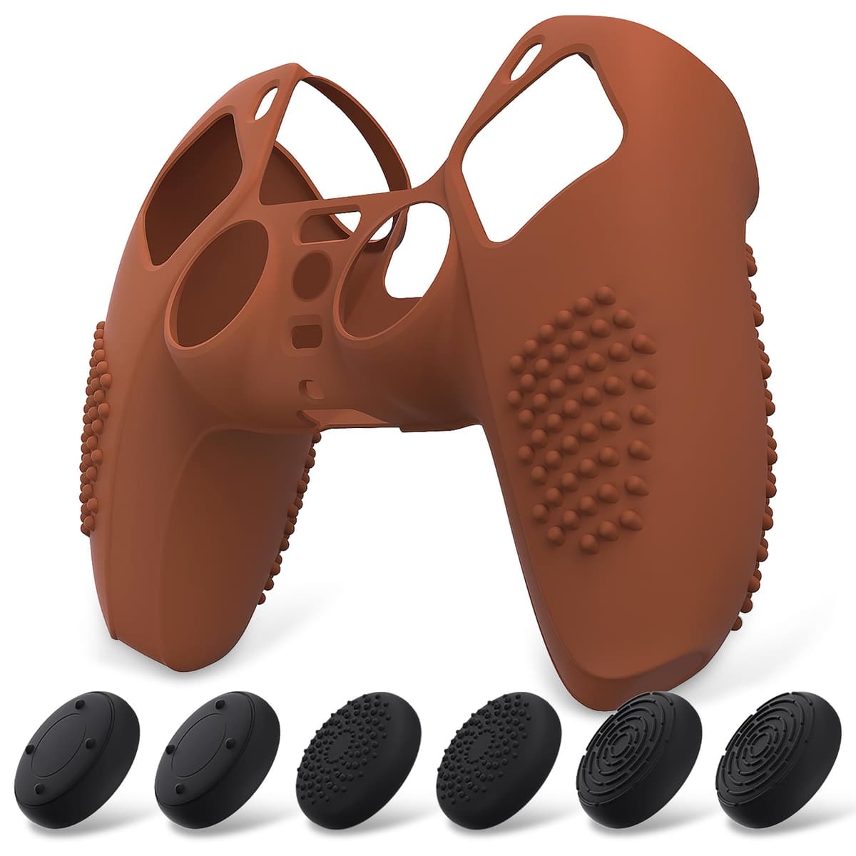 eXtremeRate PlayVital Funda de Silicona para ps5 Mando - Carcasa Protectora con 6 Tapas de Joysticks, Impermeable, Resistente y Antideslizante, Funda de Goma Suave, 3D Tachonado (Matcha Verde) — view 27