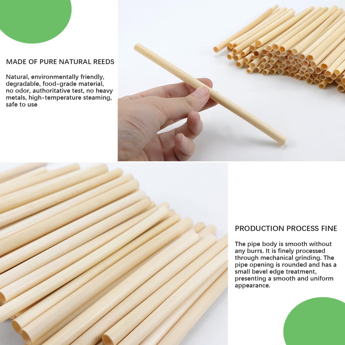 Mason Beehive Tubes, 200PCS Reed Pollination Bee Nesting Tubes, Bee House Tubes Refill,0.6-1cm Honeycomb Reed Tube, for Garden Honeybee Habitat Protection - Natural Reed Straws — view 3