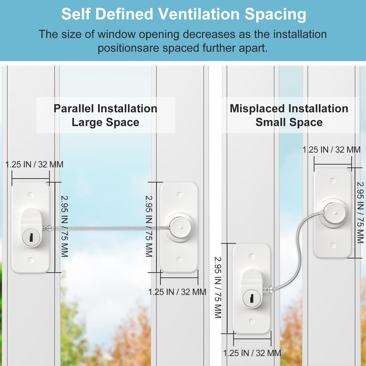 Window Safety Lock, Window Locks for UPVC AOSITE 2Pack No Drilling Window Restrictor Self Adhesive,Versatile Refrigerator Lock with Key Child Window Safety Locks Pet Safety Cable Lock for Childproof — view 2