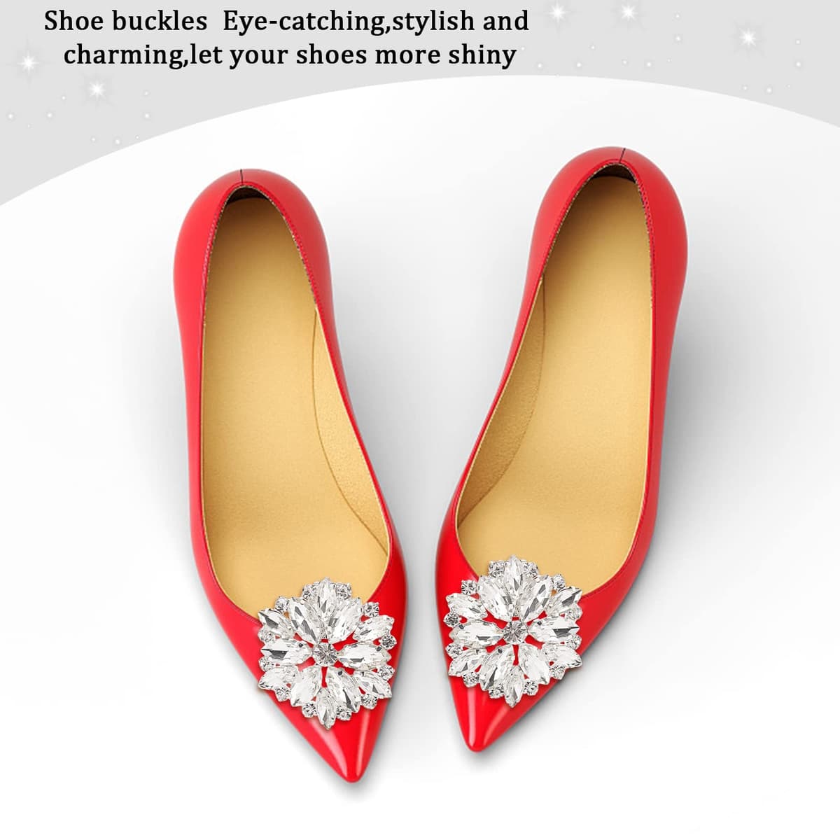 CRASPIRE 2PCS Crystal Shoe Clips Rhinestone Crystal Shoe Clips Charms Wedding Bridal Shoe Buckles Elegant Rhinestones Flower Clips for Jewelry Shoes Clothing Bags Hats Decor — view 4
