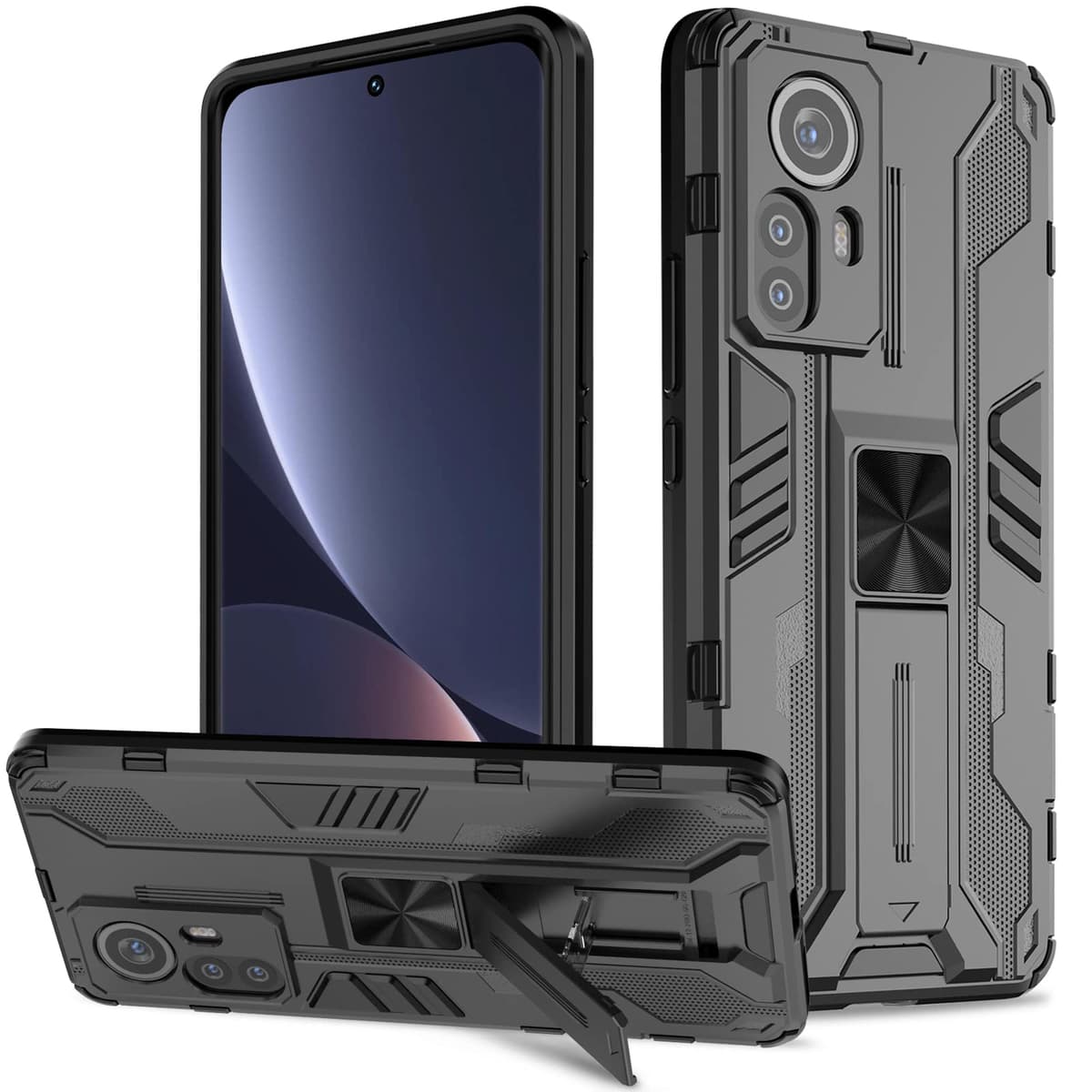 Funda para CMF Phone 2 Pro, Carcasa Antigolpes con Soporte anular metálico, Case Protectora de Grado Militar, Negro — view 794