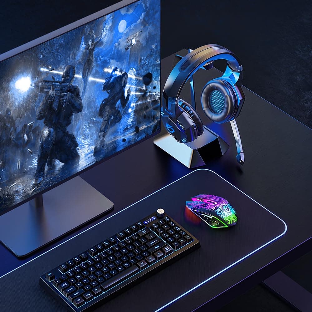 VersionTECH. Wireless Gaming Mouse, Rechargeable Computer Mouse Mice with Colorful LED Lights, Silent Click, 2.4G USB Nano Receiver, 3 Level DPI for PC Gamer Laptop Desktop Chromebook Mac -Black — view 9