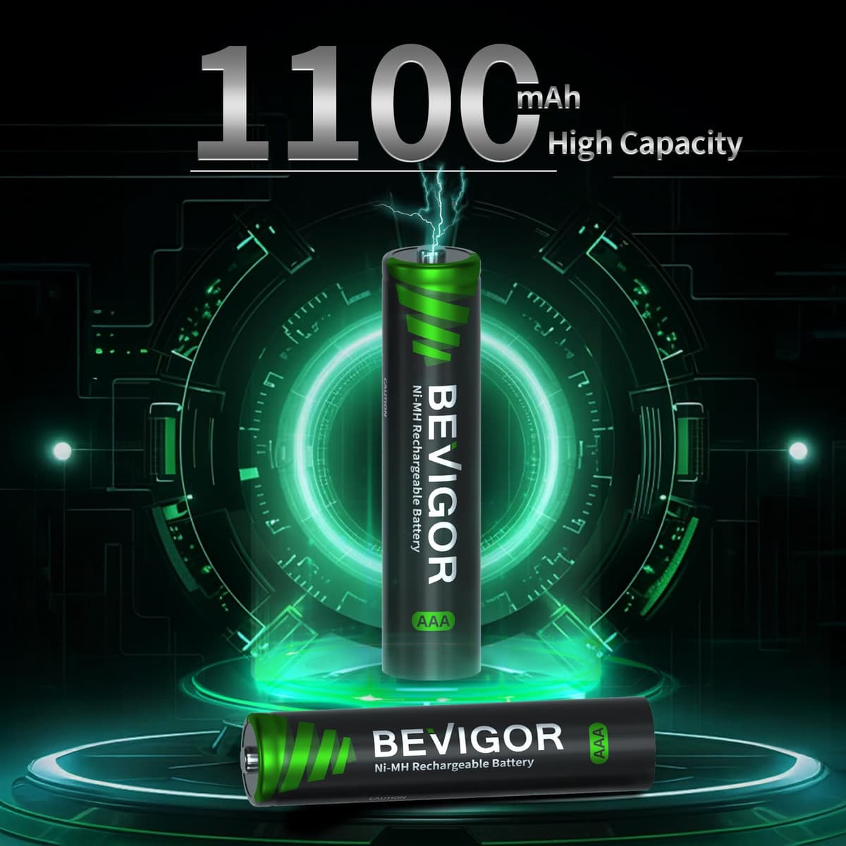 BEVIGOR AAA Rechargeable Batteries 8 Pack - 1100mAh 1500 Cycles High Capacity NiMH Rechargeable Battery AAA, 1.2V Low Self Discharge — view 5