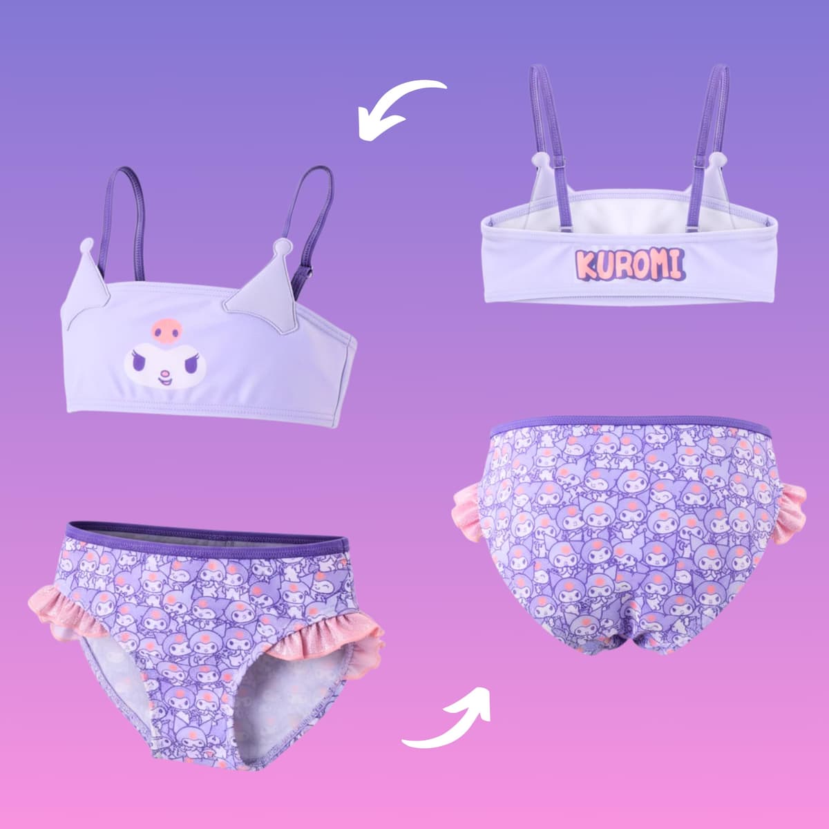 Hello Kitty Kuromi Bikini para Niña, Diseño Purpurina Bañador de Dos Piezas Verano Infantil, Tallas 4 a 10 Años — view 5