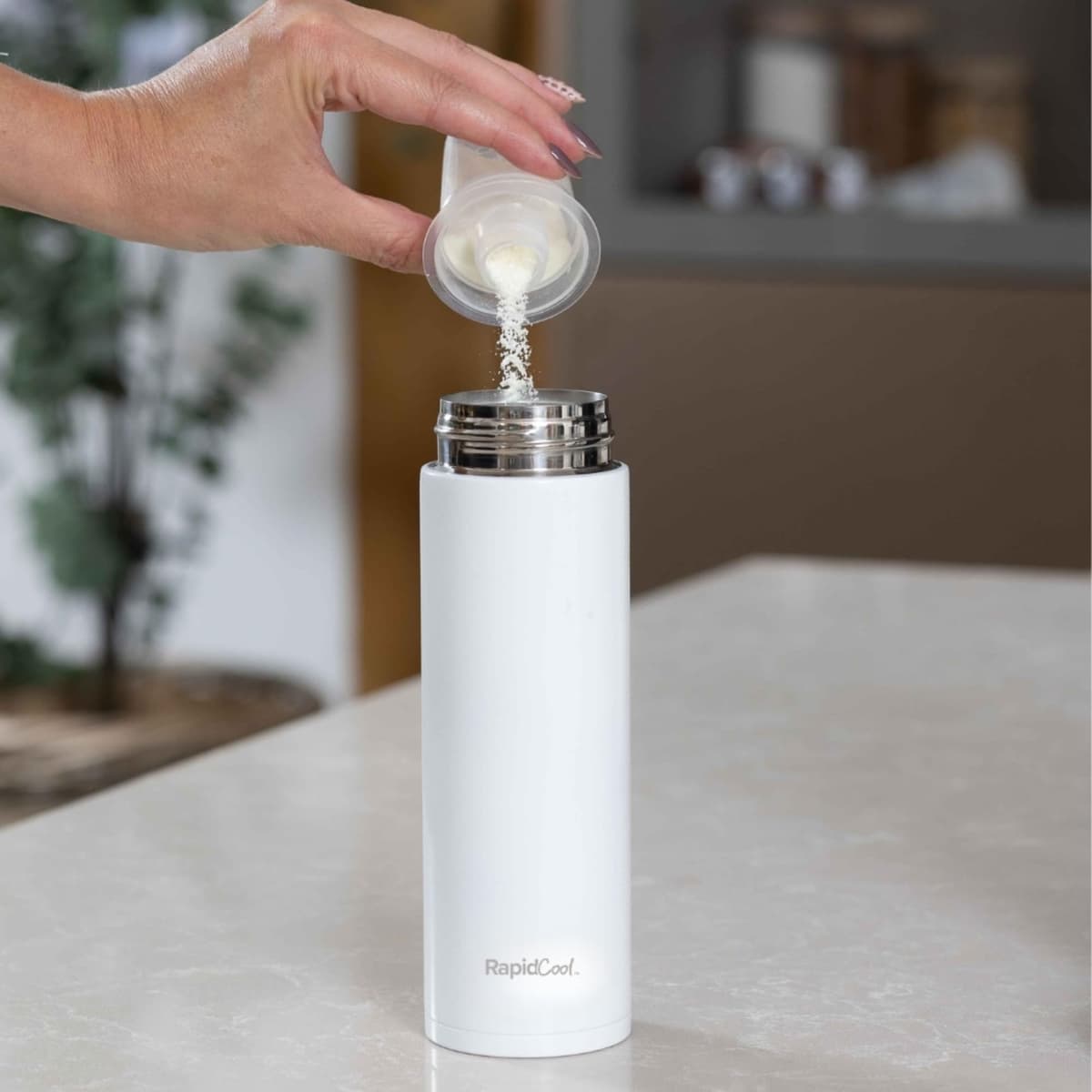 Nuby RapidCool Portable Baby Bottle Maker Twin Pack - Formula Feed in 2 Minutes | Ideal for Travel Bottles and Night Feeds | Includes Milk Powder Dispenser, Digital Lid & Flask (White) — view 5