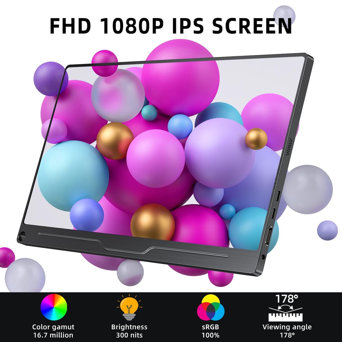 UPERFECT Monitor portátil 15.6 Pulgadas 1920 x 1080 Full HD IPS Pantalla Mate Eye-Care con HDMI USB C para Laptop PC Macboo Teléfono Móvil PS4/5 Switch con Cover Protettiva, Compatible con VESA — view 2