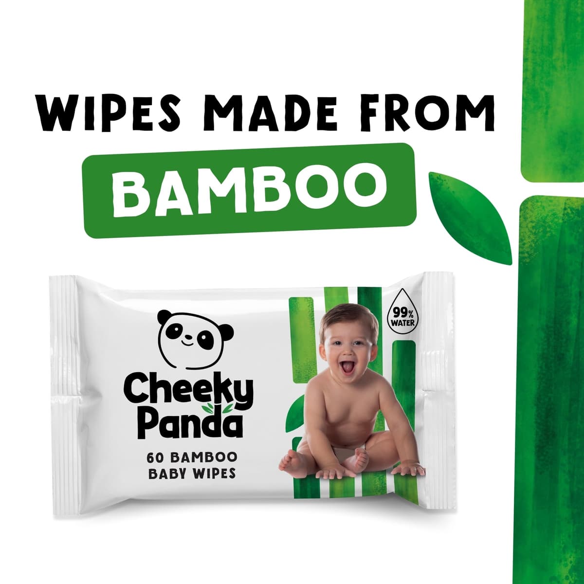 The Cheeky Panda Bamboo Biodegradable Baby Wipes | 99% Purified Water, Suitable for Sensitive Skin | Dermatologically Tested — view 5