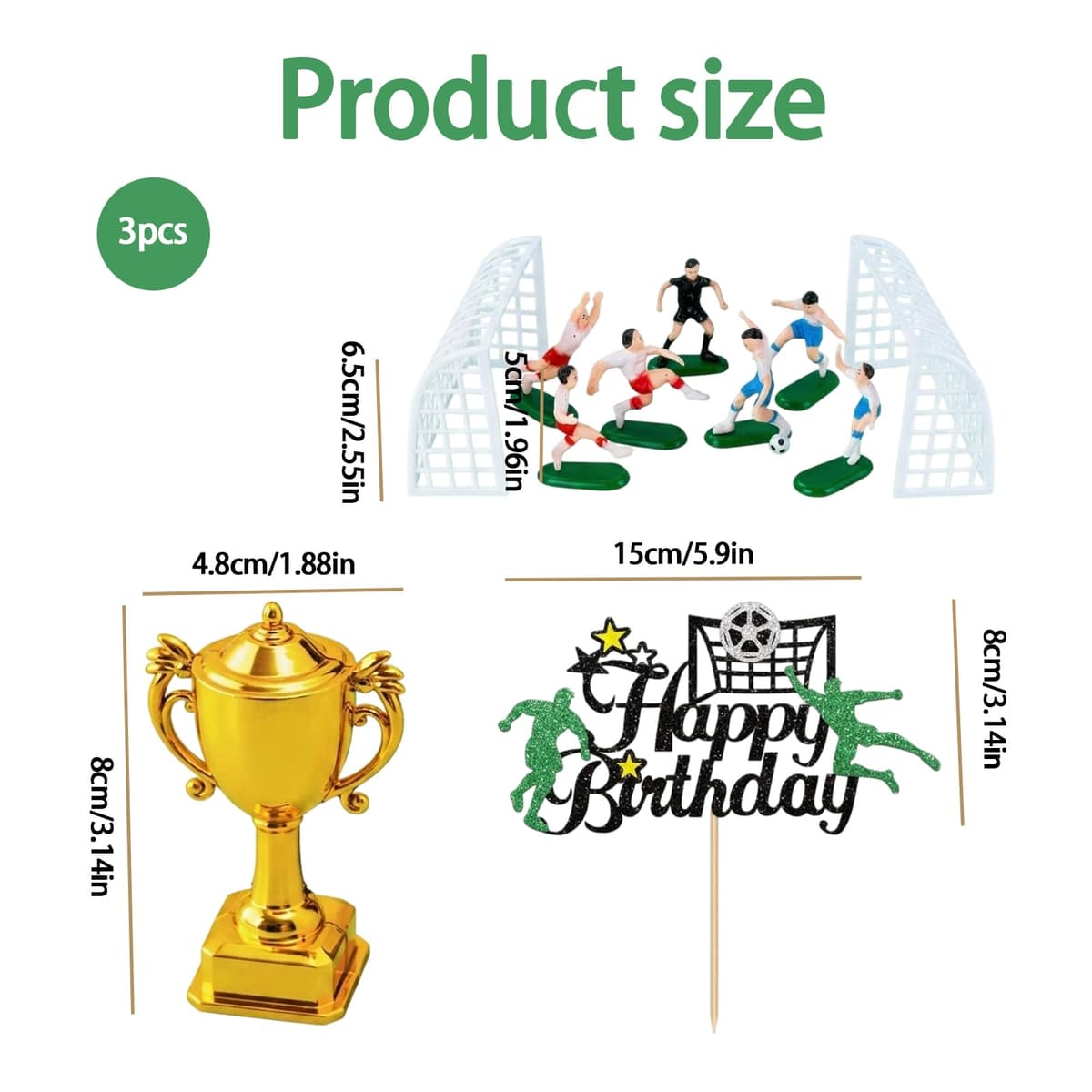 11 PCS Football Cake Toppers, Football Cake Decorations for Birthday Party, Football Birthday Decorations with Team Figures and Trophy, Reusable Sports Theme Cake Accessories for Boys — view 2