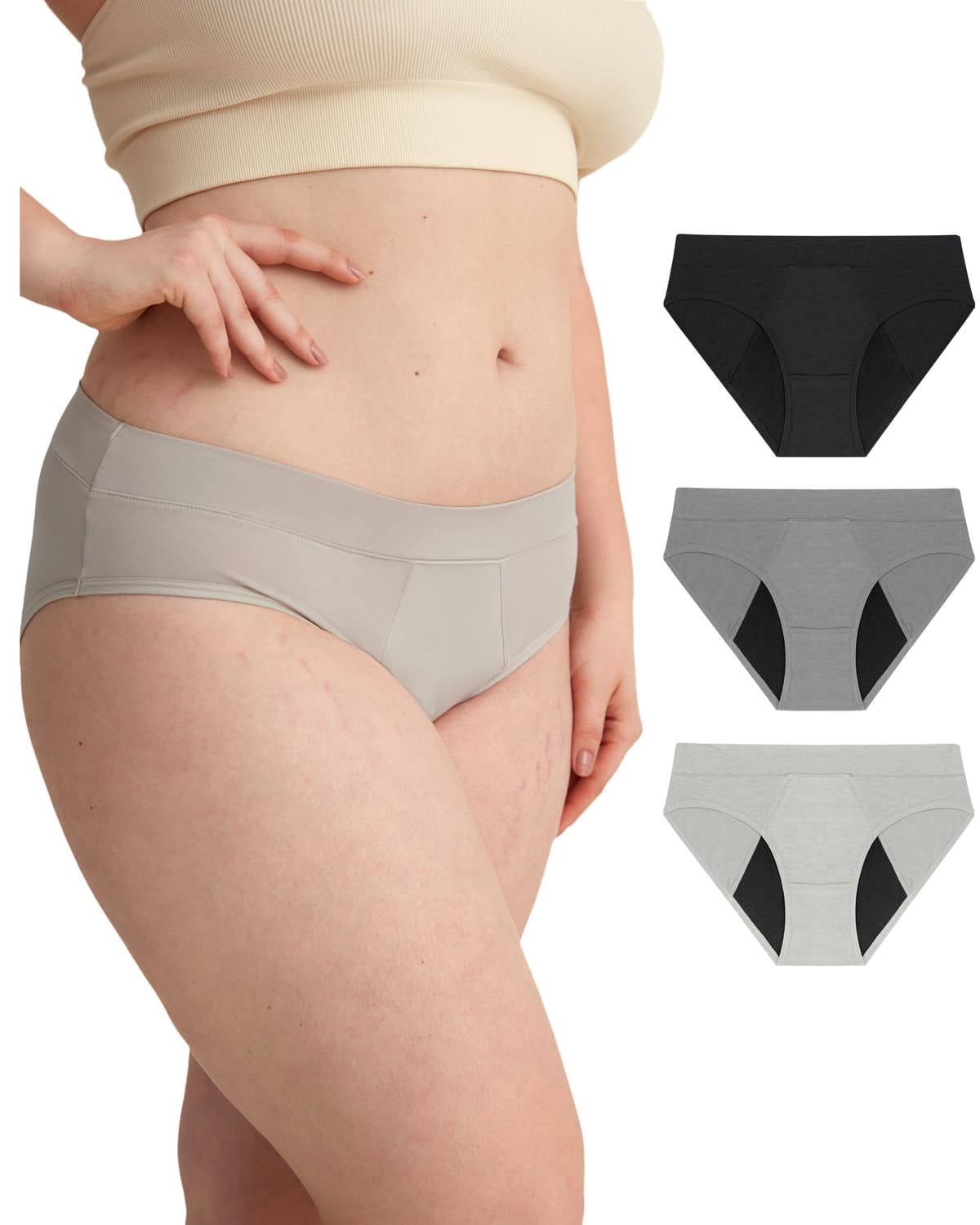 Neione Bragas Menstruales Flujo Moderado Braguitas Hipster Absorbentes de Modal para Mujer Niña — view 7