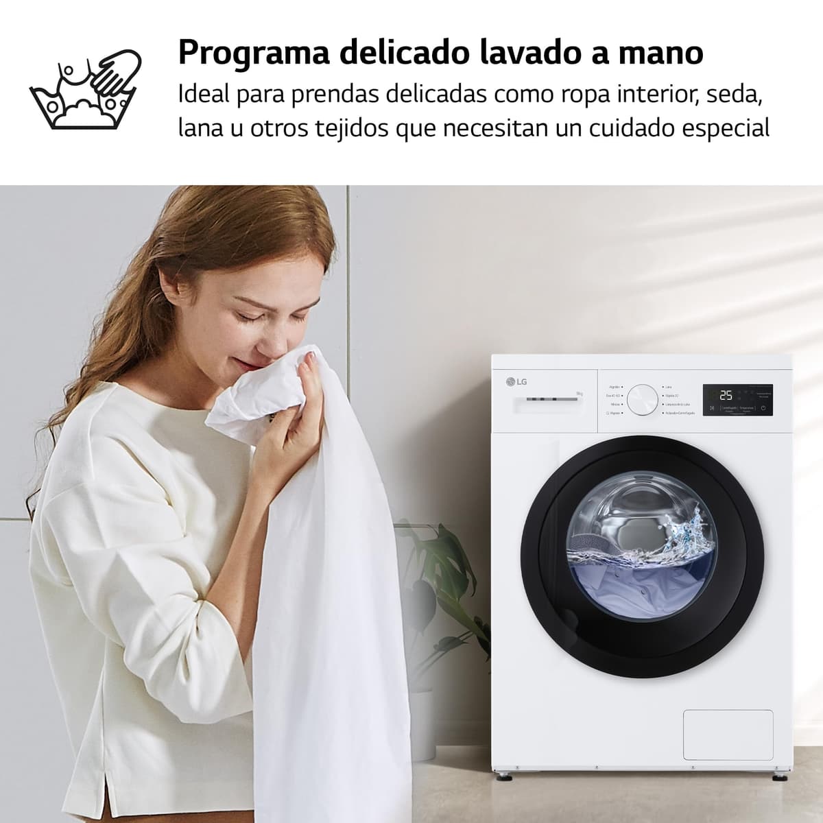 LG F4A1009NWK – Washing Machine, 9 kg, 1400 rpm, Front Load, 8 Programs, Quick Program and Hand Wash Program, Special Reduced Bottom, LED Display, 100 Series, White — view 4