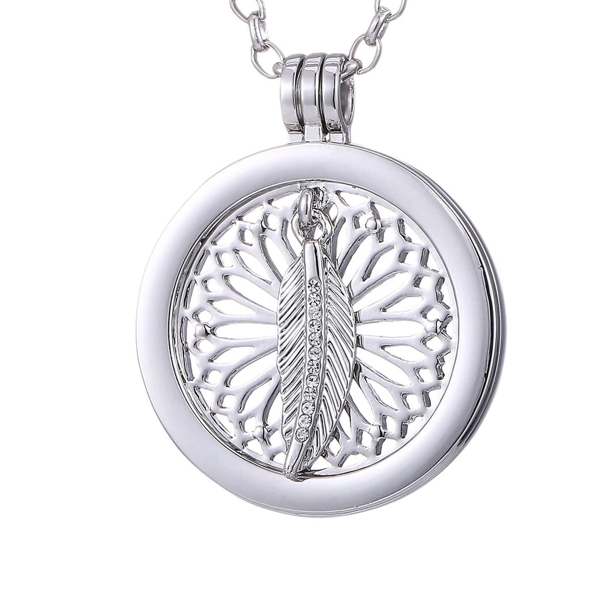 Morella Mujeres Collar 70 cm Acero Inoxidable y Colgante Amuleto Coin 33 mm en Bolsa para Joyas — view 8