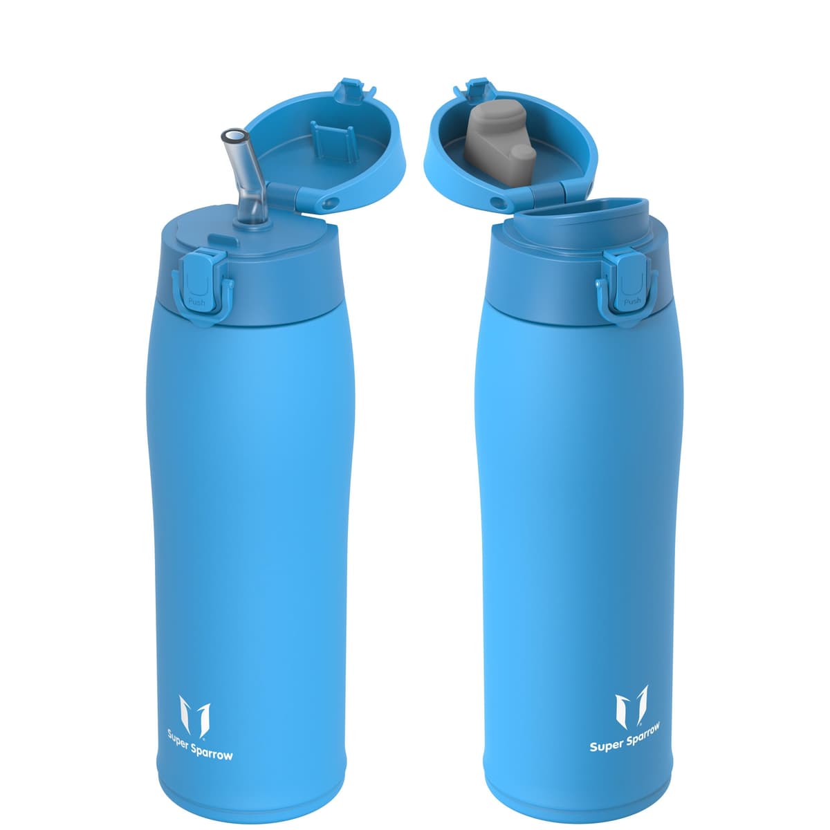 Super Sparrow Insulated Water Bottle - Travel Mug - 500ml, 750ml，950ml - Stainless Steel Water Bottles - BPA Free - Leakproof Metal Bottles - Includes 2 Lids, Straw Lid & Spout Lid — view 56