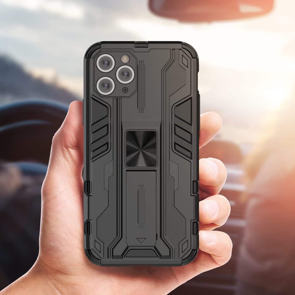 Funda para CMF Phone 2 Pro, Carcasa Antigolpes con Soporte anular metálico, Case Protectora de Grado Militar, Negro — view 372