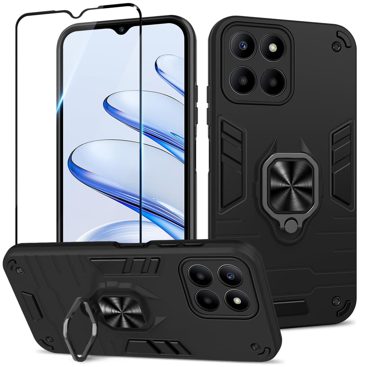 Funda para CMF Phone 2 Pro, Carcasa Antigolpes con Soporte anular metálico, Case Protectora de Grado Militar, Negro — view 1656