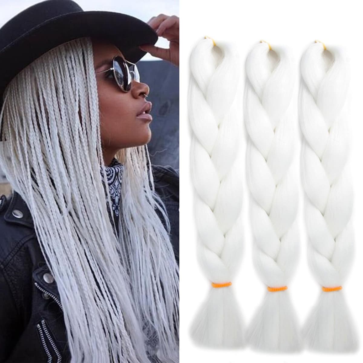 24" Braiding Hair Extension Jumbo Braids Synthetic 3bundles/pack Crochet Hair Afro Box Braid Heat Resistent (Dark Purple) — view 121