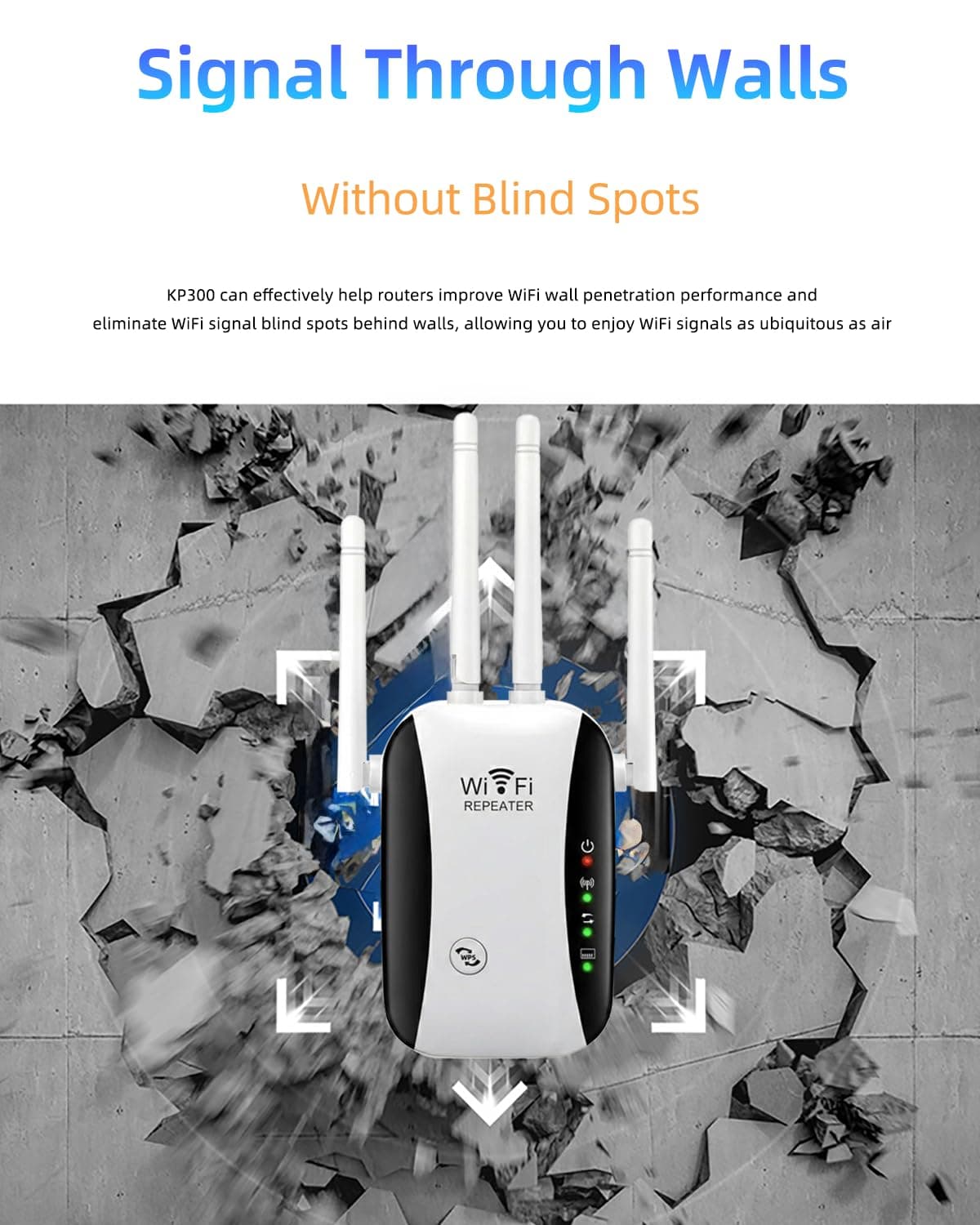2026 WiFi Extender, WiFi Booster, Long Range WiFi Signal Amplifier, 4 Antennas Cover 5000 Sq.ft & 50 Devices, Internet Repeater with Ethernet Port, Quick Setup, UK Plug, White — view 5