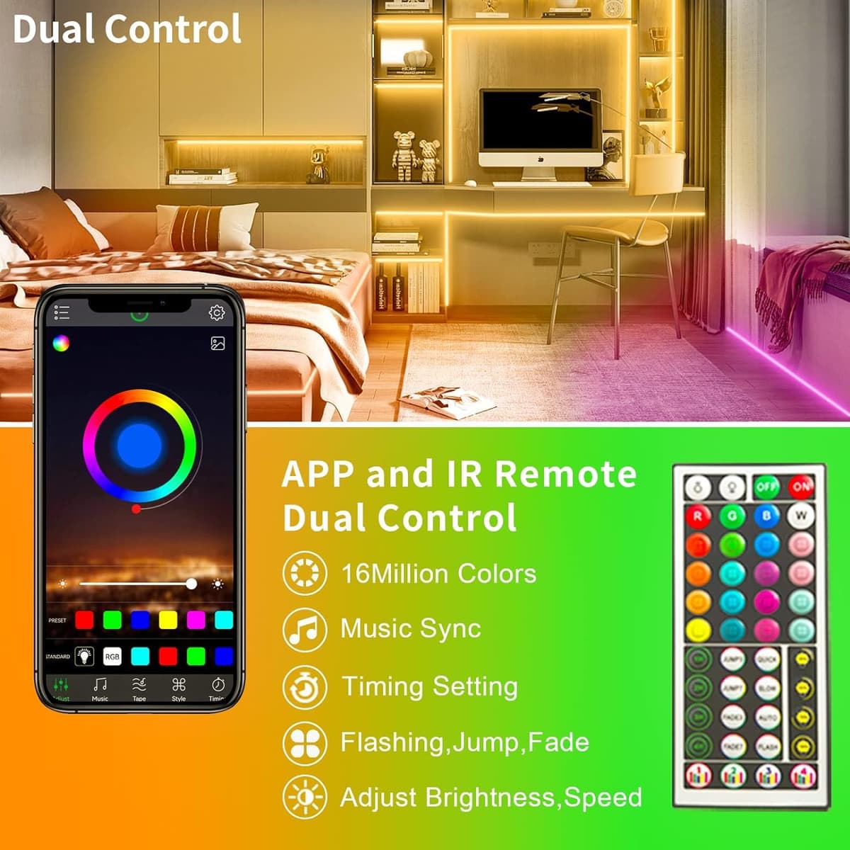 KSIPZE 30m Led Strip Lights RGB Music Sync Color Changing, Led Lights with Smart App Control Remote, Lights for Bedroom Lighting Flexible Home Decoration — view 3