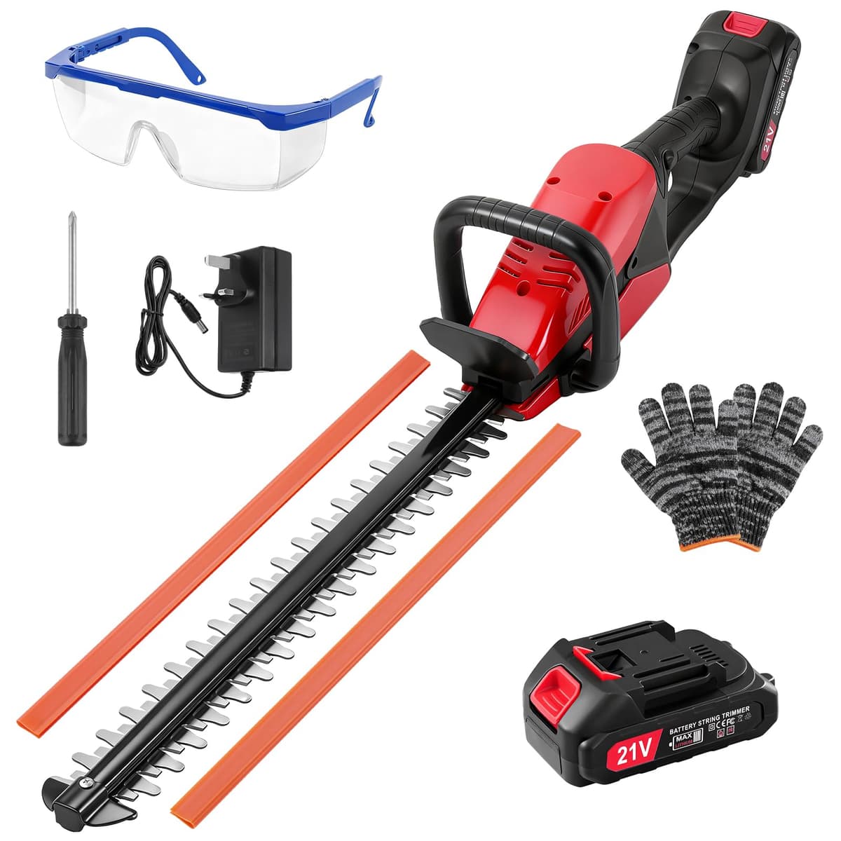 Hedge Trimmer Cordless 21v,Hedge Cutter with 50cm Sk8 Dual-Action Blade 18000rpm Brushless Motor,Hedge Trimmer Cordless Lightweight Long Reach,1.5cm Cutting Capacity,Safety Lock &Quick Stop for Garden
