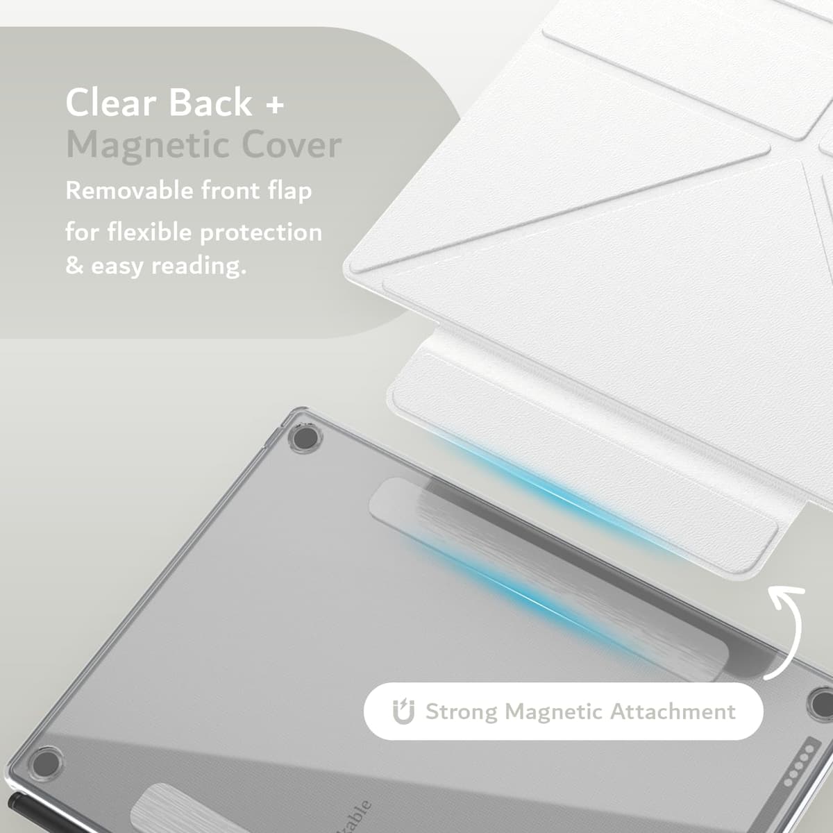 TUDIA M-FLIP - Funda magnética transparente desmontable para notable Paper Pro de 11.8 pulgadas, funda delgada transparente con función de encendido y apagado automático, cierre magnético fuerte — view 5