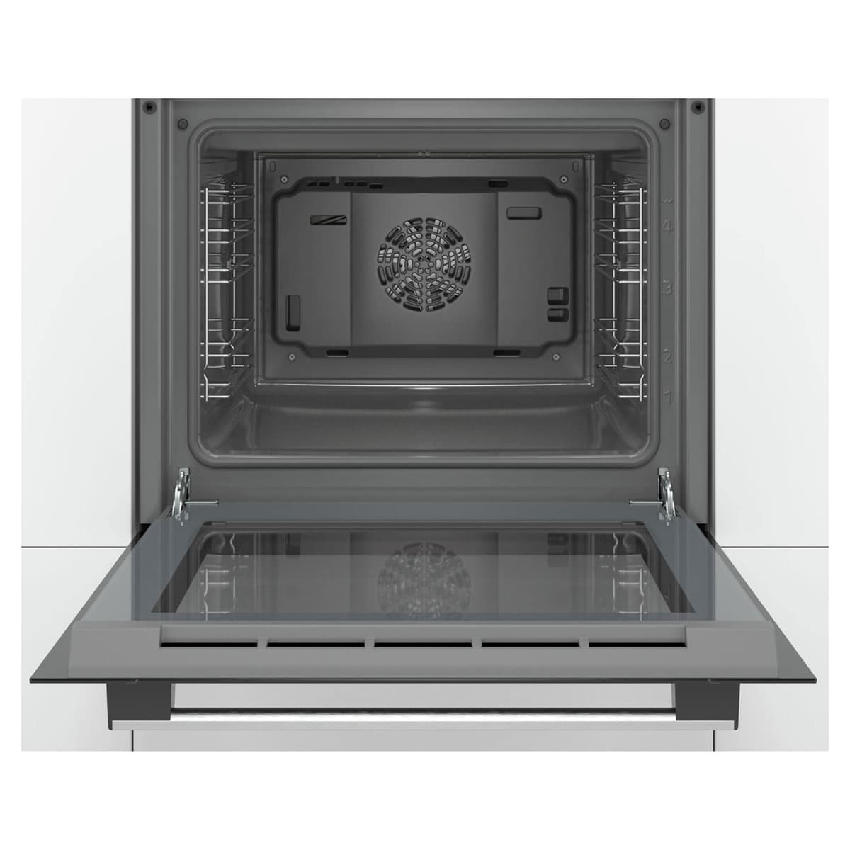 Bosch Serie 2 HHF113BR0B Stainless Steel Single Electric Oven with A Energy Efficiency, 66 Litre Capacity, Electronic Clock Timer And Enamel Interior