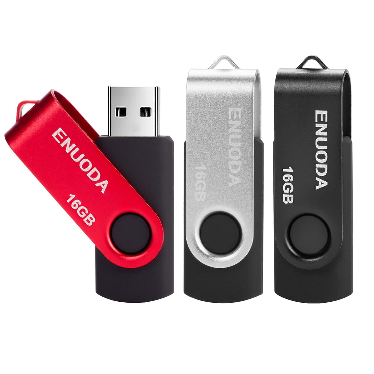 ENUODA 16GB USB Stick 1 Pack Memory Stick USB 2.0 Flash Drives Swivel Design Pen Drive for Data Storage Thumb Drive with LED Light (Black) — view 7