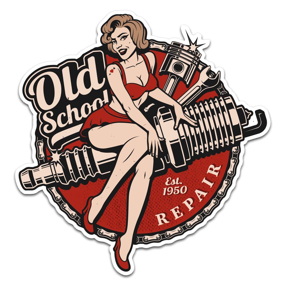 Finest-Folia Pegatina retro vintage Old School Ace Kult Rockabilly — view 10