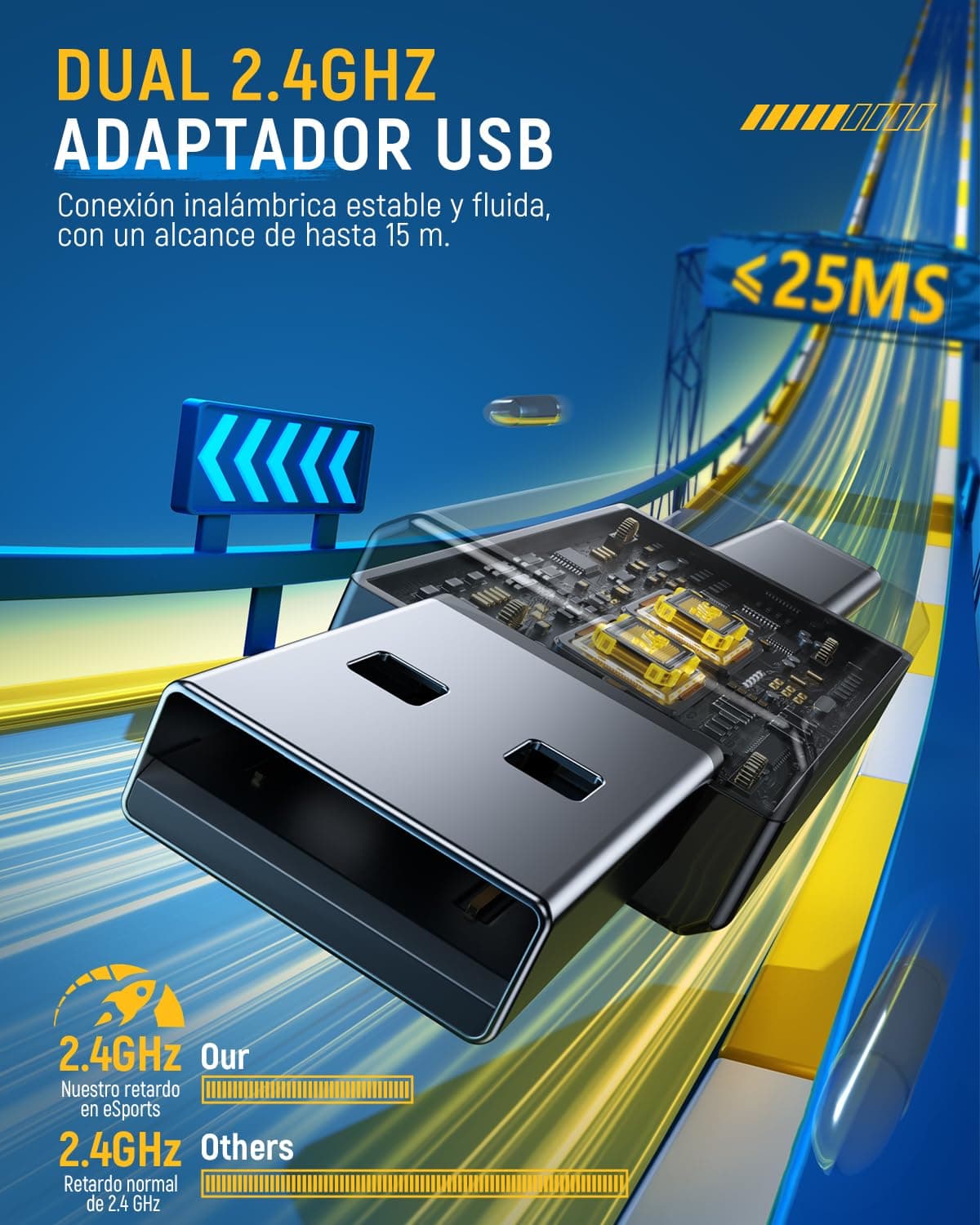 Tatybo Cascos Gaming Inalámbricos 7.1 para Ps5/Ps4/PC, Auriculares Bluetooth con Micrófono con Cancelación de Ruido, 2.4GHz USB-C, 40H+ Batería para Switch/Mac/Portátil — view 2