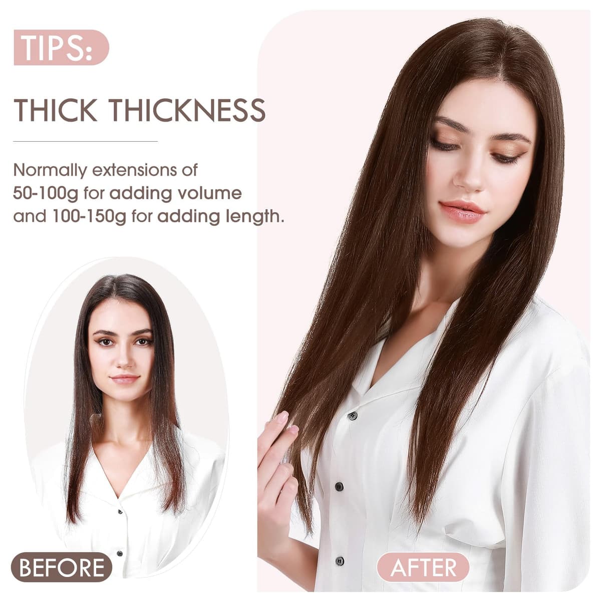 Silk-co 10inch Hair Extensions Clip in Hair Extension Human Hair #04 Medium Brown -Basic Thickness-Thin Weft- 8 Pieces Real Remy Straight Hair Extensions[50g] — view 217