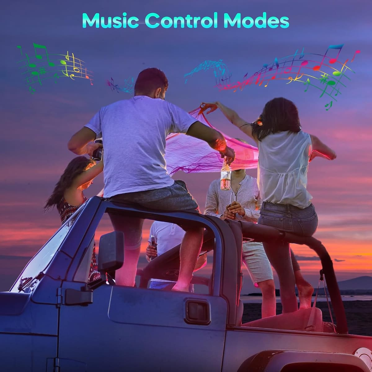 Winzwon Led Lights for Car Accessories Interior, Gifts for Mothers Day Him Her Men Women Teen Boys Girls, APP Control with USB Port Color Change Lights for Truck Decor — view 3