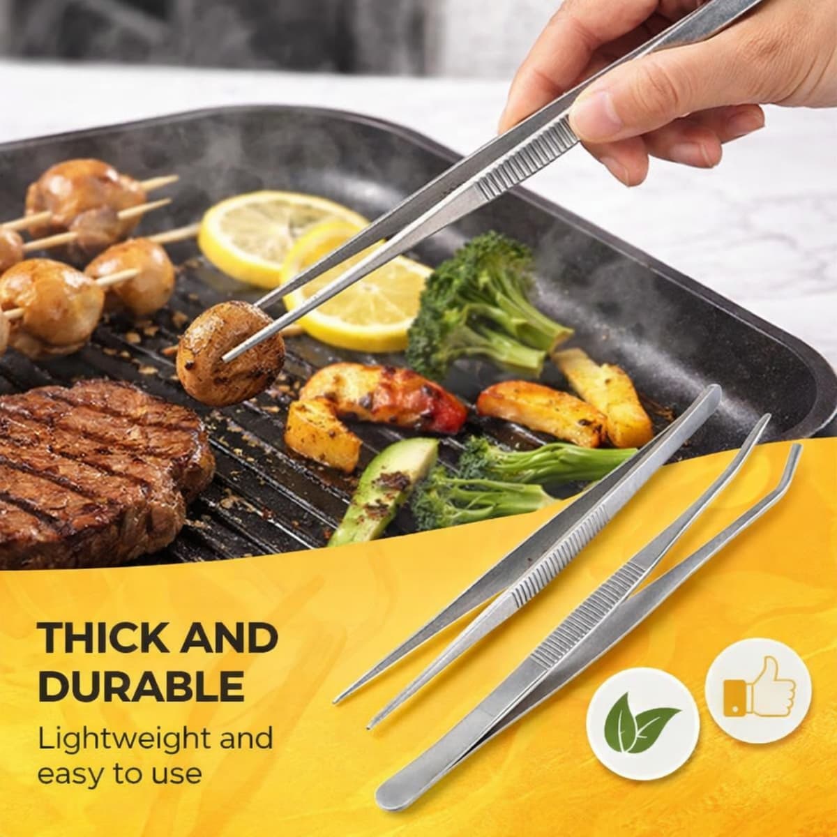 2Pcs 30.5cm Extra-Long Stainless Steel Kitchen Tweezers Tongs,Heavy Duty Cooking Tongs for Chef,Grill,BBQ,Pasta,Salad – Essential Metal Kitchen Tools & Gadgets for Home Cooks — view 4