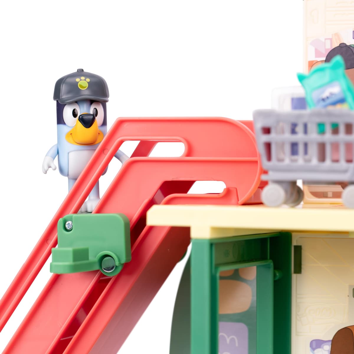 Bluey Supermarket Playset, 3 Different Levels With Exclusive Bluey and Bingo Figures. Includes Working Escalator, 24 Sounds and 15+ Play Pieces Plus Fun Intercom, Over 40cm (15") Tall. — view 8