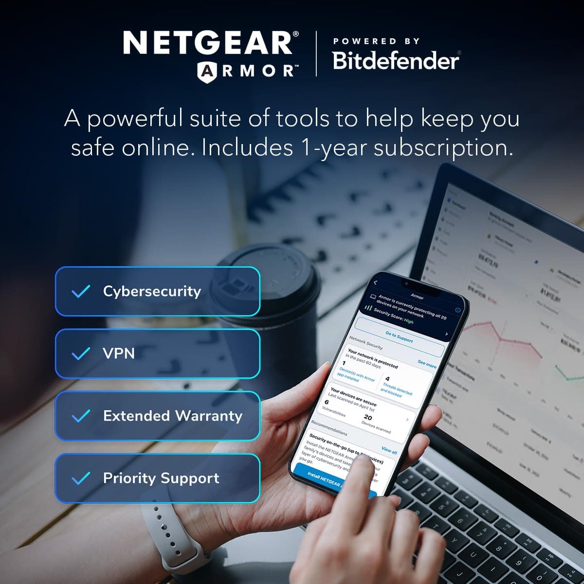 NETGEAR WiFi 7 Router Nighthawk Tri-Band WiFi 7 (RS700S) - security features, Wireless BE19000 speed (up to 19 Gbps) - 10gb Internet port — view 7