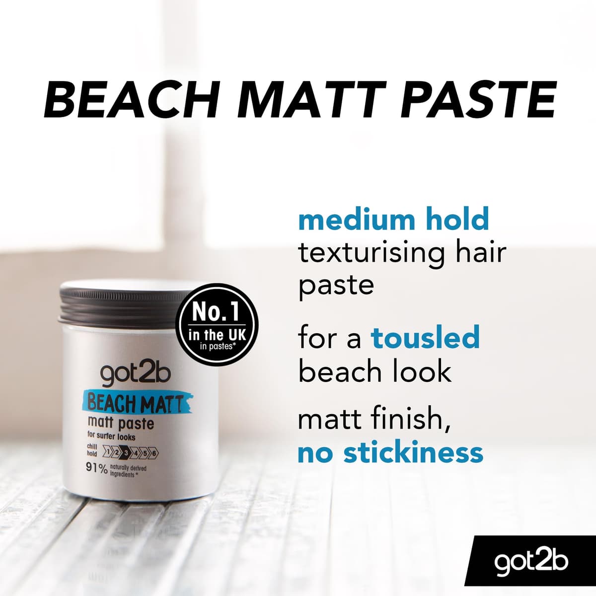Got2B Schwarzkopf got2b Beach Matt Surfer Look Matt Paste, 100ml — view 2
