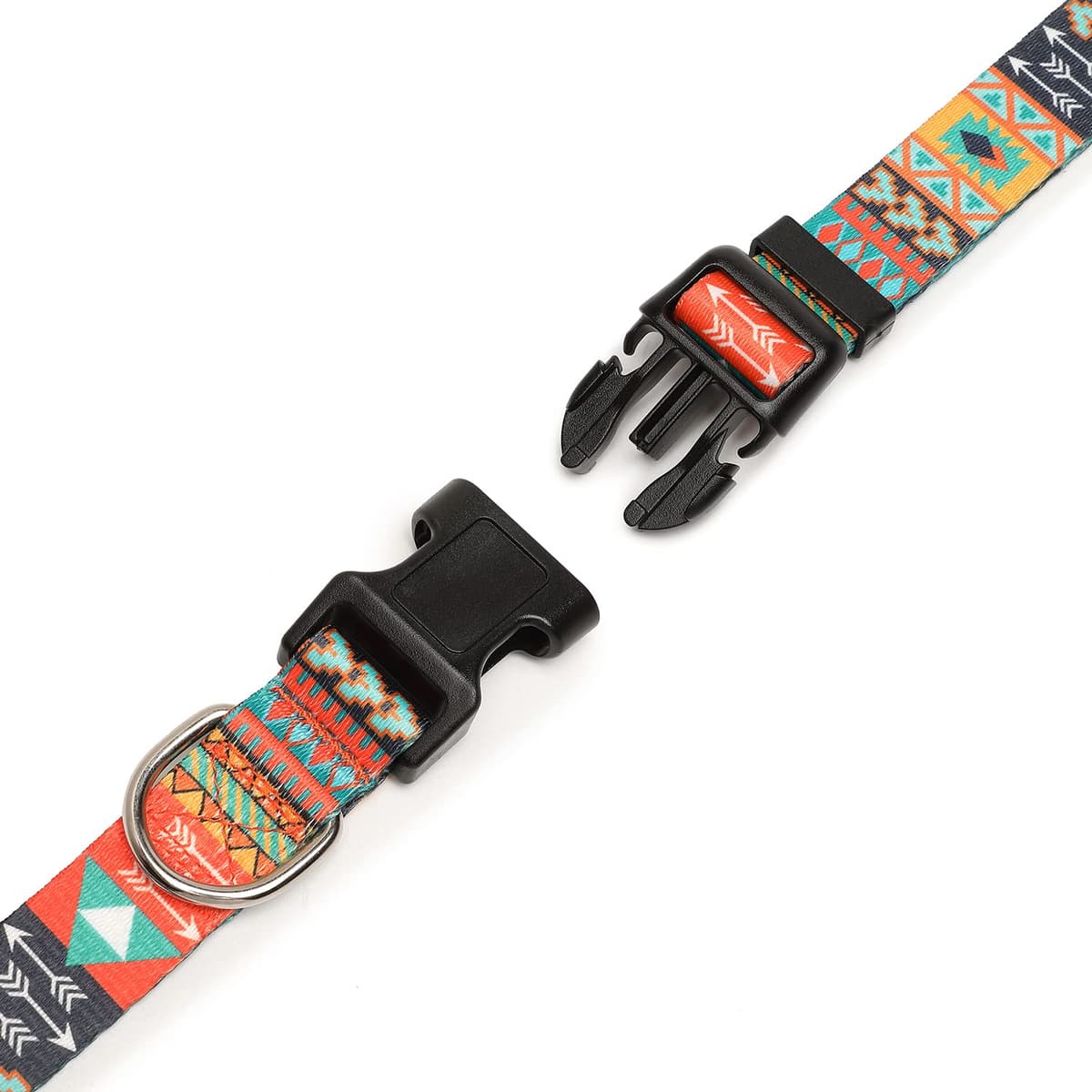 Collar Perro, Ajustable y Resistente con Patrones de Moda, Collar Nylon Cómodos para Perros Pequeños Medianos Grandes, Cachorros (M, Tribu) — view 6