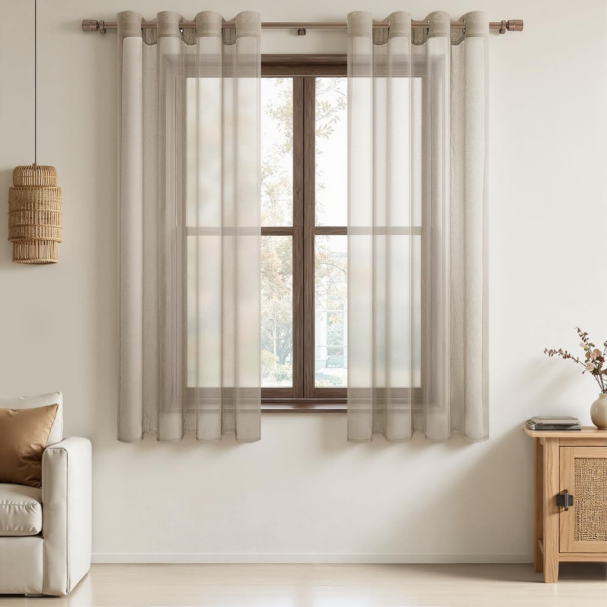 MRTREES Cortina para Ventana Dormitorio Translúcidas Visillos Paneles para Ventanas Sala para Niños Sala Comedor 2 Piezas 140×245cm Blanco — view 16