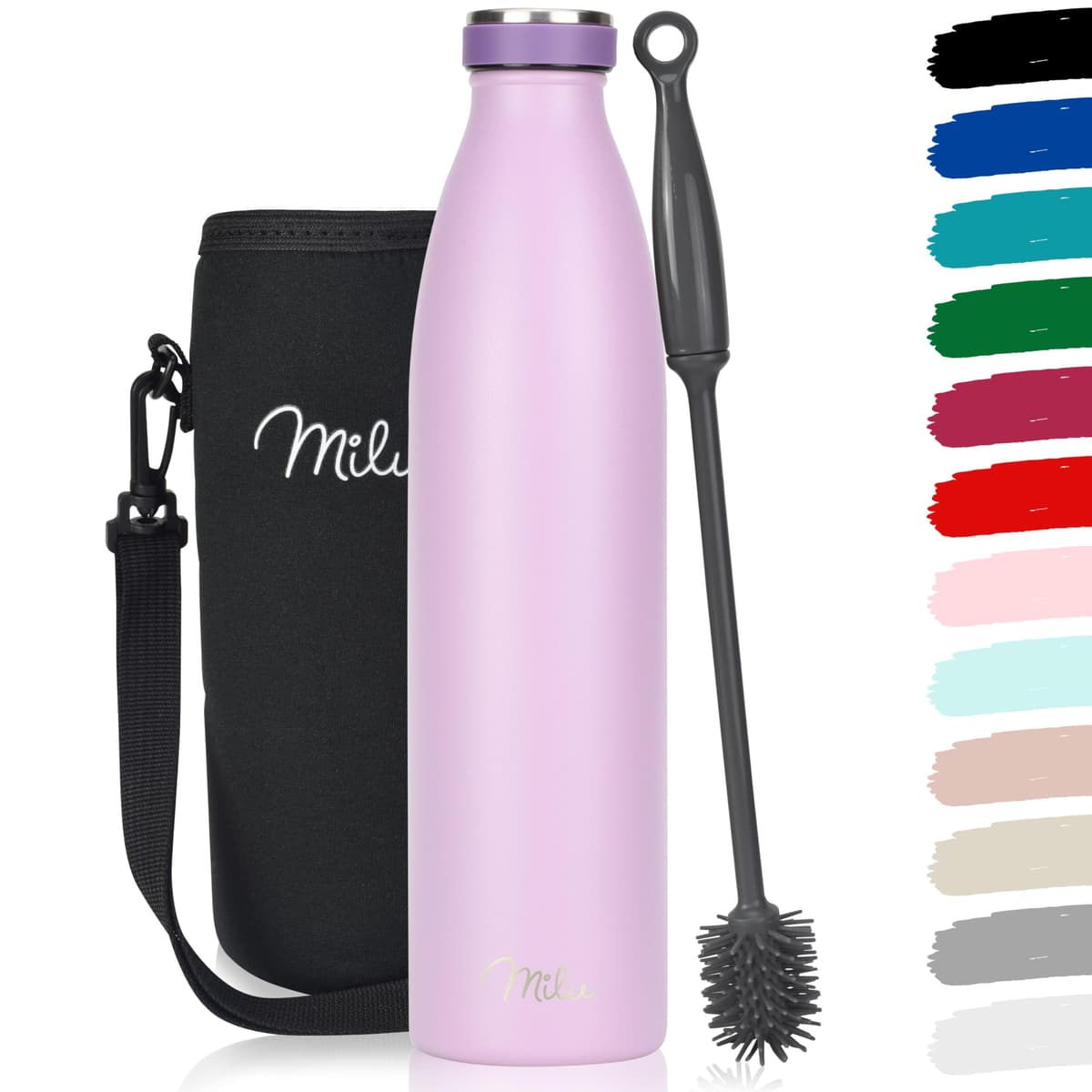 Milu Stainless Steel Drinking Bottle 1500 ml - Insulated Thermo Flask for Water - Leak Proof, Insulated and Double Walled, Carbonated (Granite Navy Blue, 1,5L) — view 88