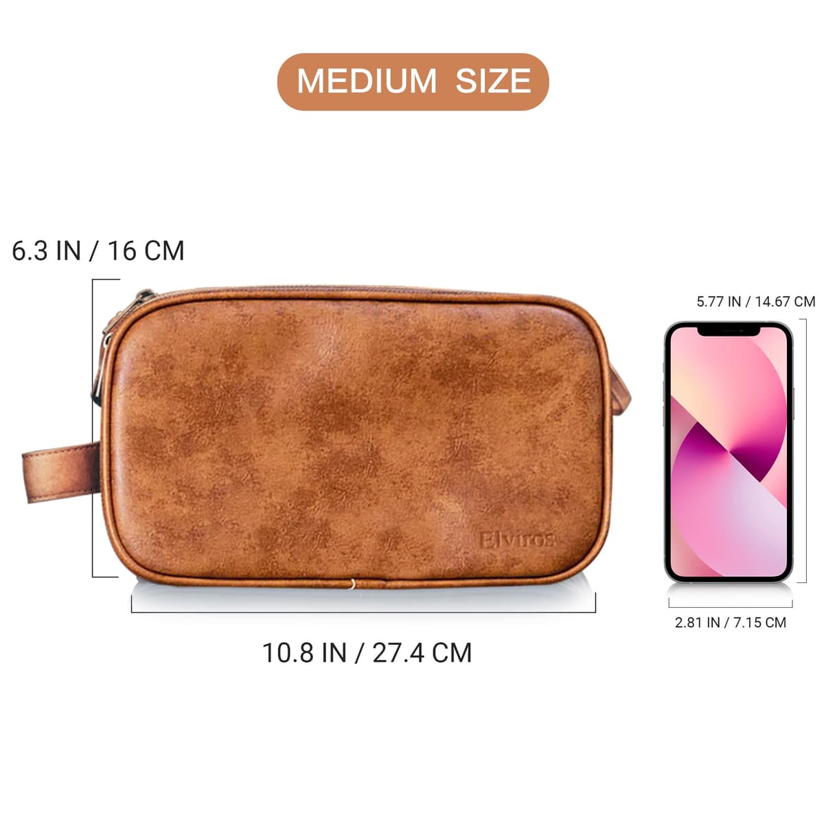 Elviros Water-Resistant PU Leather Toiletry Bag for Men Large Travel Wash Bag Shaving Dopp Kit Bathroom Gym Toiletries Makeup Organizer with Wet Dry Bag,Gift for Men — view 6